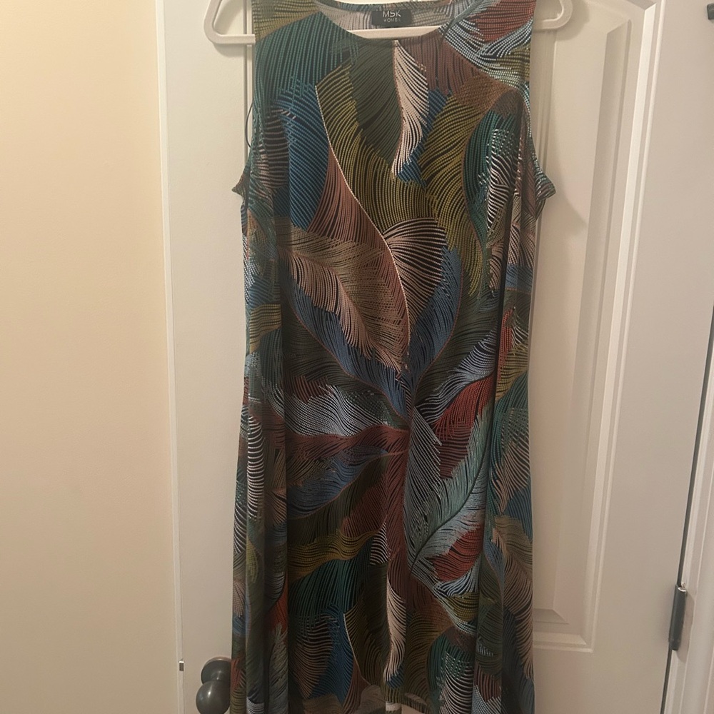 Max Studio Multicolor Feather Print Mini Dress